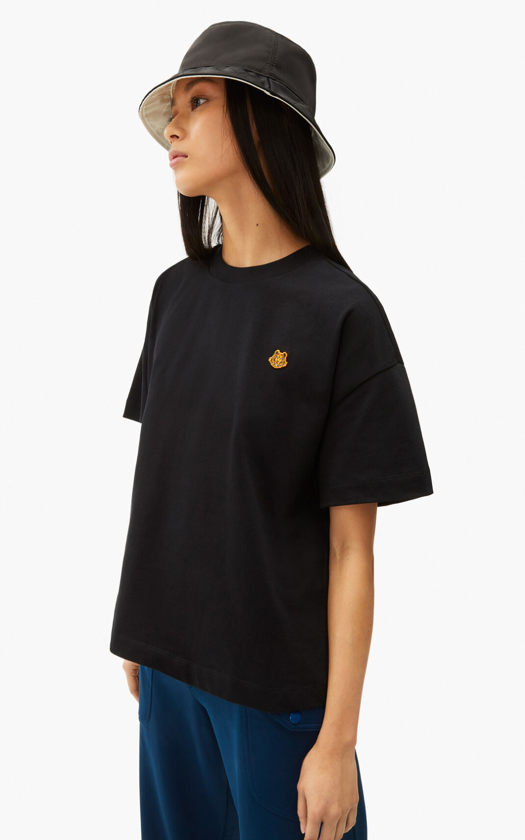 T Shirt Kenzo Tiger Crest boxy Femme Noir | CFBG-72408